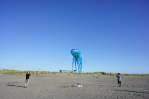 A giant squid kite on Long Beach
